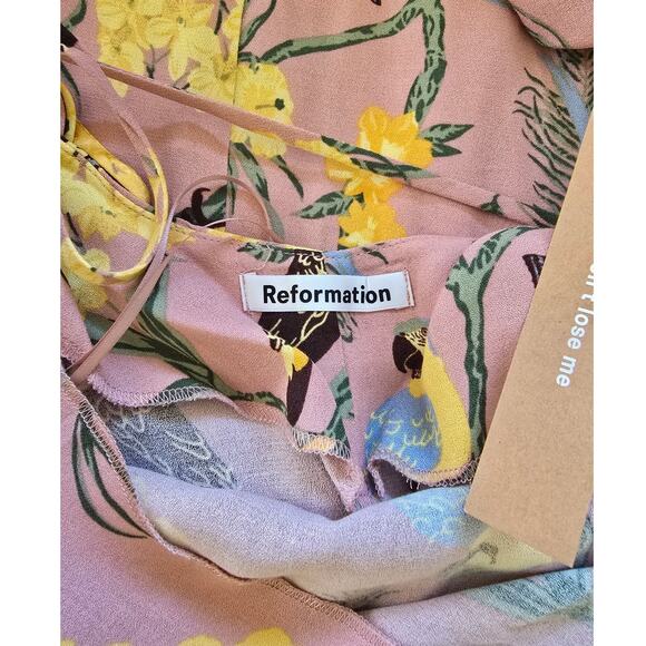 Reformation Pink Tropical Floral Slip Midi Dress Size S NWOT - Picture 3 of 4